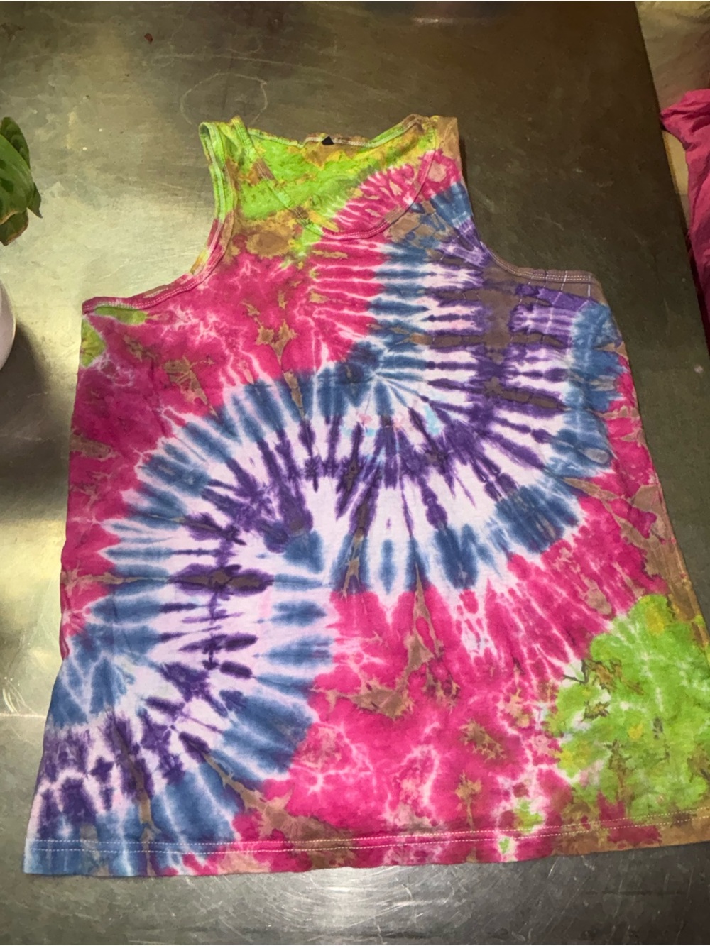 Colorful Tie-Dye Tank Top - Pink, Purple, Blue & Green